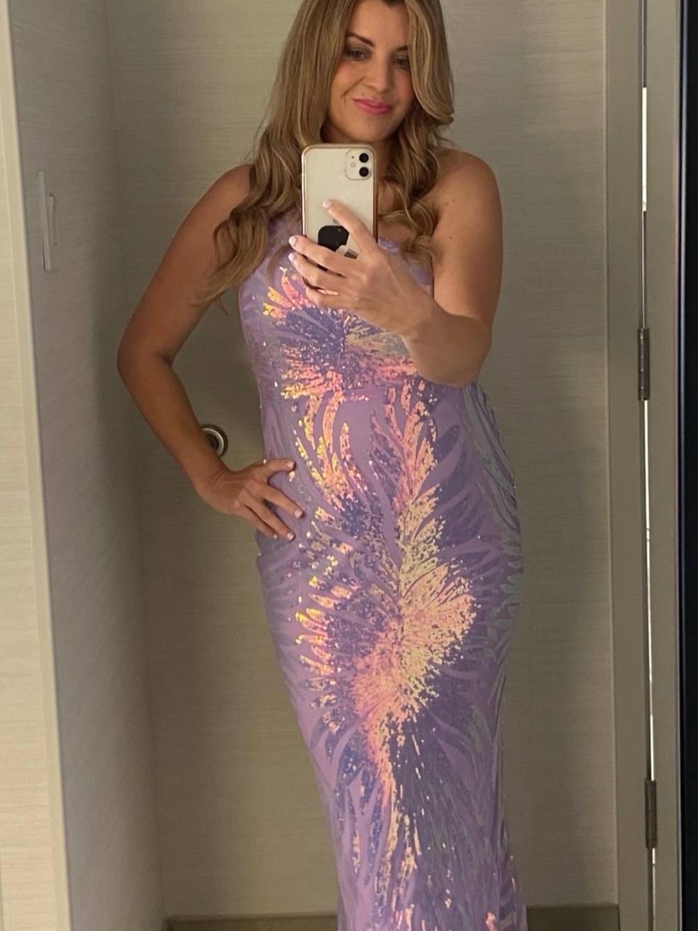 Lavender Sequin Maxi Dress with Iridescent Detail